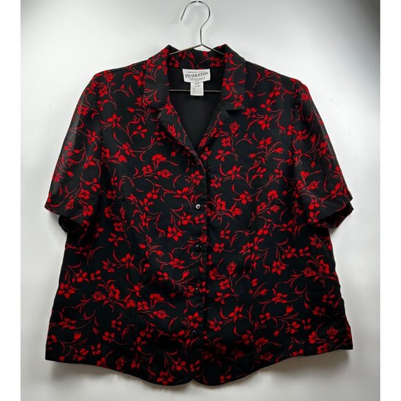 Pendleton Vintage 2-Piece Matching Set – Black with Red Floral Print – Size 16W - Picture 3 of 9